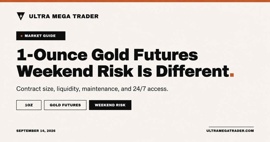 UMT guide to 1-ounce gold futures 24/7 access, contract size, maintenance windows, and weekend risk.