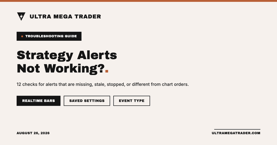 TradingView strategy alert checklist for missing, stopped, and stale alerts