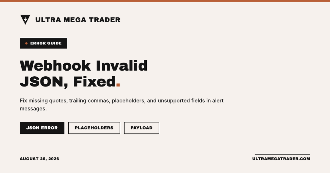 Invalid TradingView webhook JSON corrected in an alert message editor